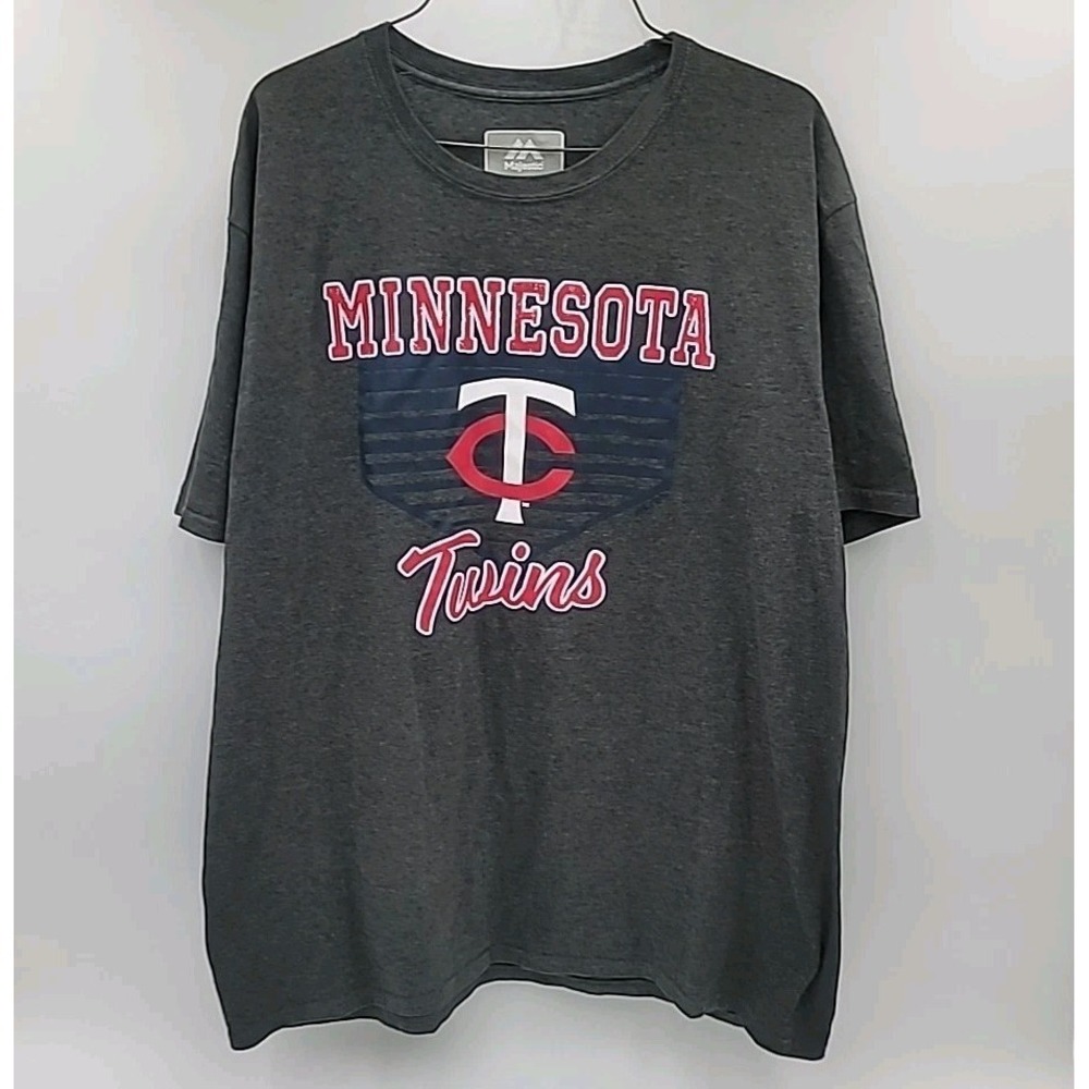 Majestic Minnesota Twins Baseball T-Shirt Adult Size XL Gray